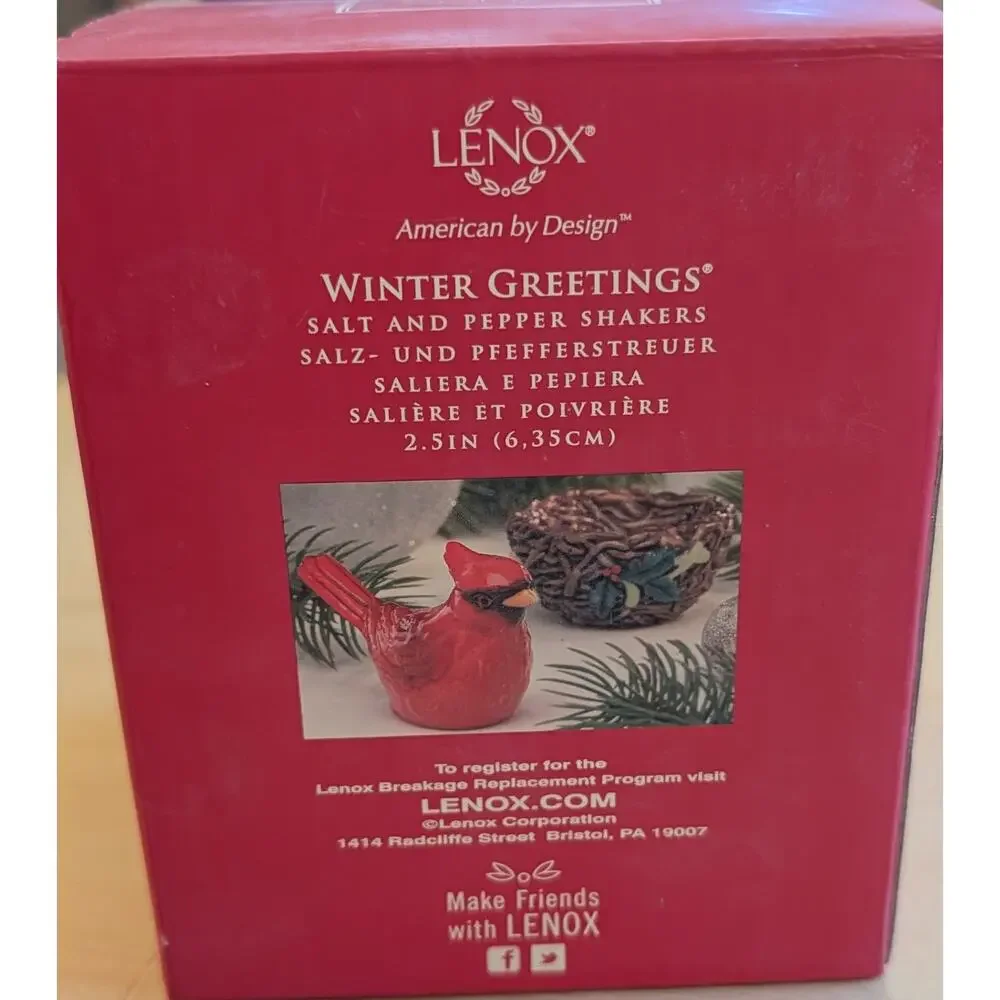 ☀️NWT Lenox Winter Greetings Salt and Pepper Shakers